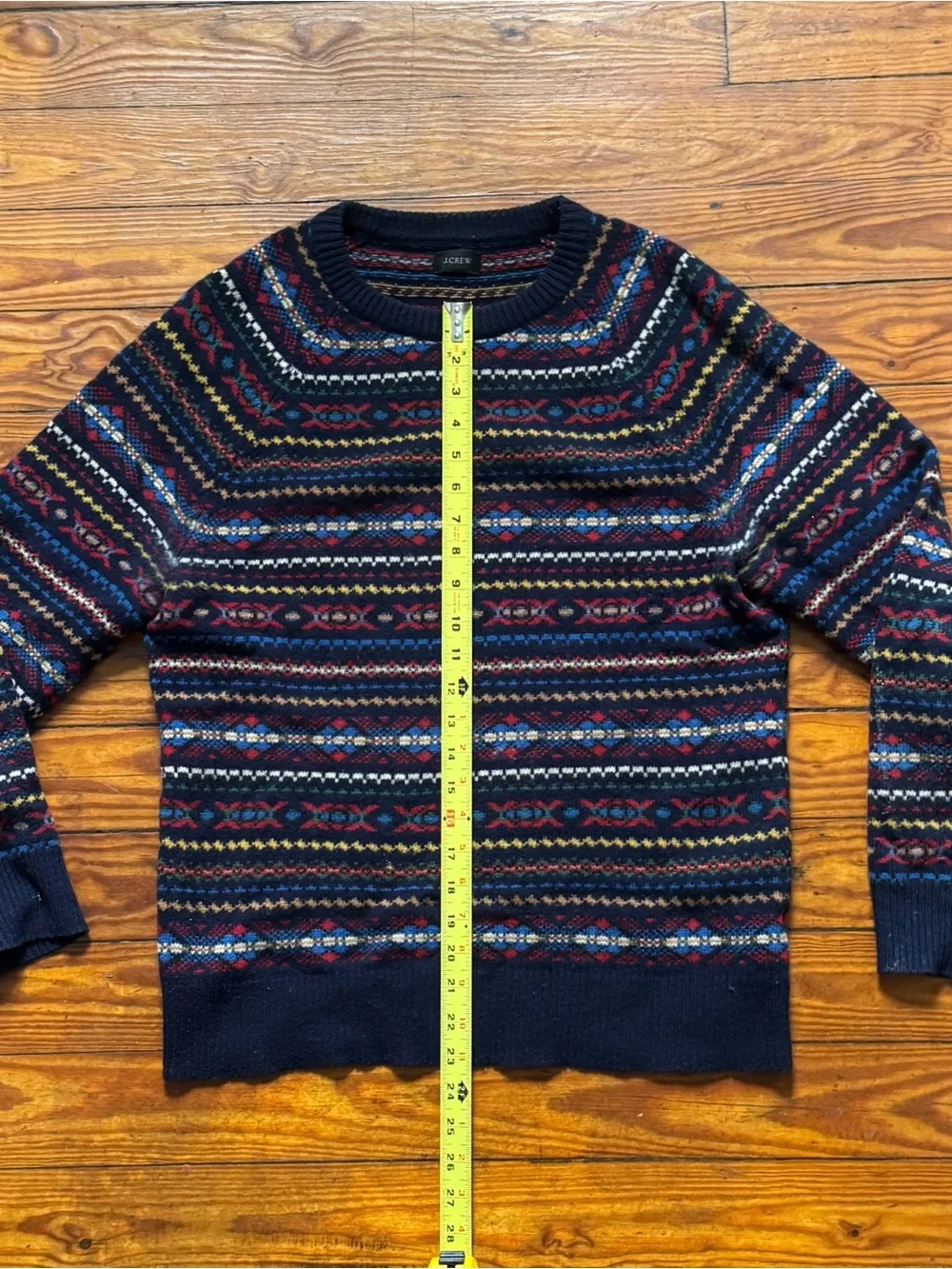 J.Crew Men’s 100% Lambswool Fair Isle Nordic Sweater Navy Size S